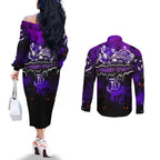 Step Into Horror Domain Freo Football Couples Matching Off The Shoulder Long Sleeve Dress and Long Sleeve Button Shirt Halloween Horror Movie Characters - Aussie Hoodie