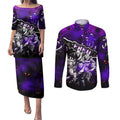 Step Into Horror Domain Freo Football Couples Matching Puletasi and Long Sleeve Button Shirt Halloween Horror Movie Characters - Aussie Hoodie
