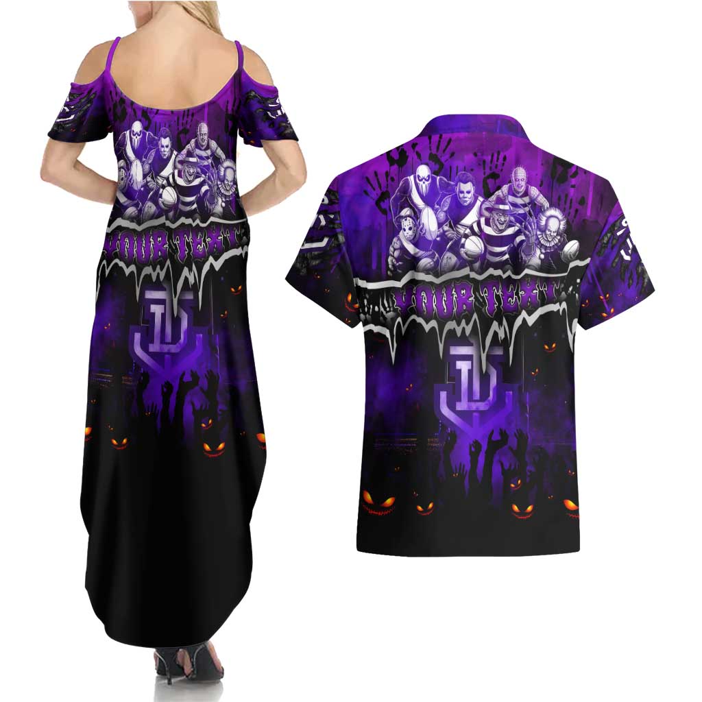 Step Into Horror Domain Freo Football Couples Matching Summer Maxi Dress and Hawaiian Shirt Halloween Horror Movie Characters - Aussie Hoodie