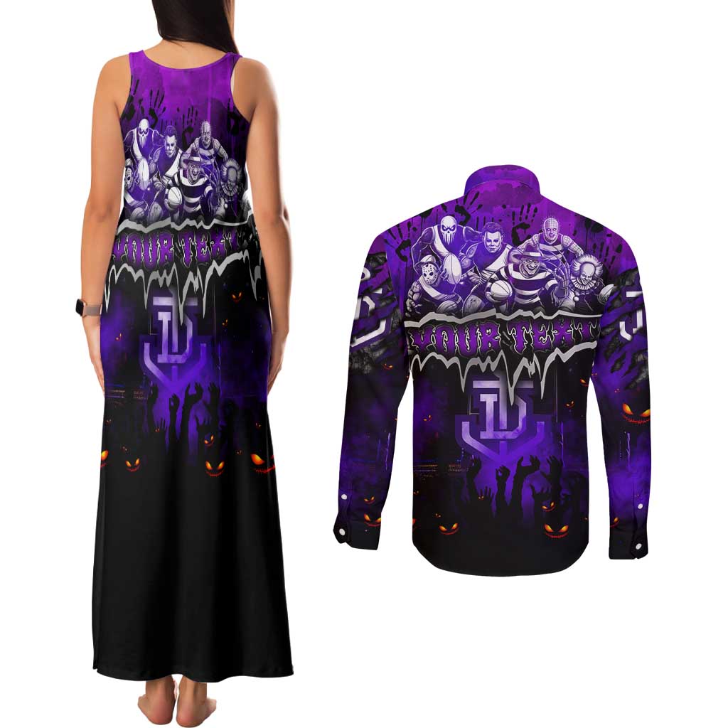 Step Into Horror Domain Freo Football Couples Matching Tank Maxi Dress and Long Sleeve Button Shirt Halloween Horror Movie Characters - Aussie Hoodie