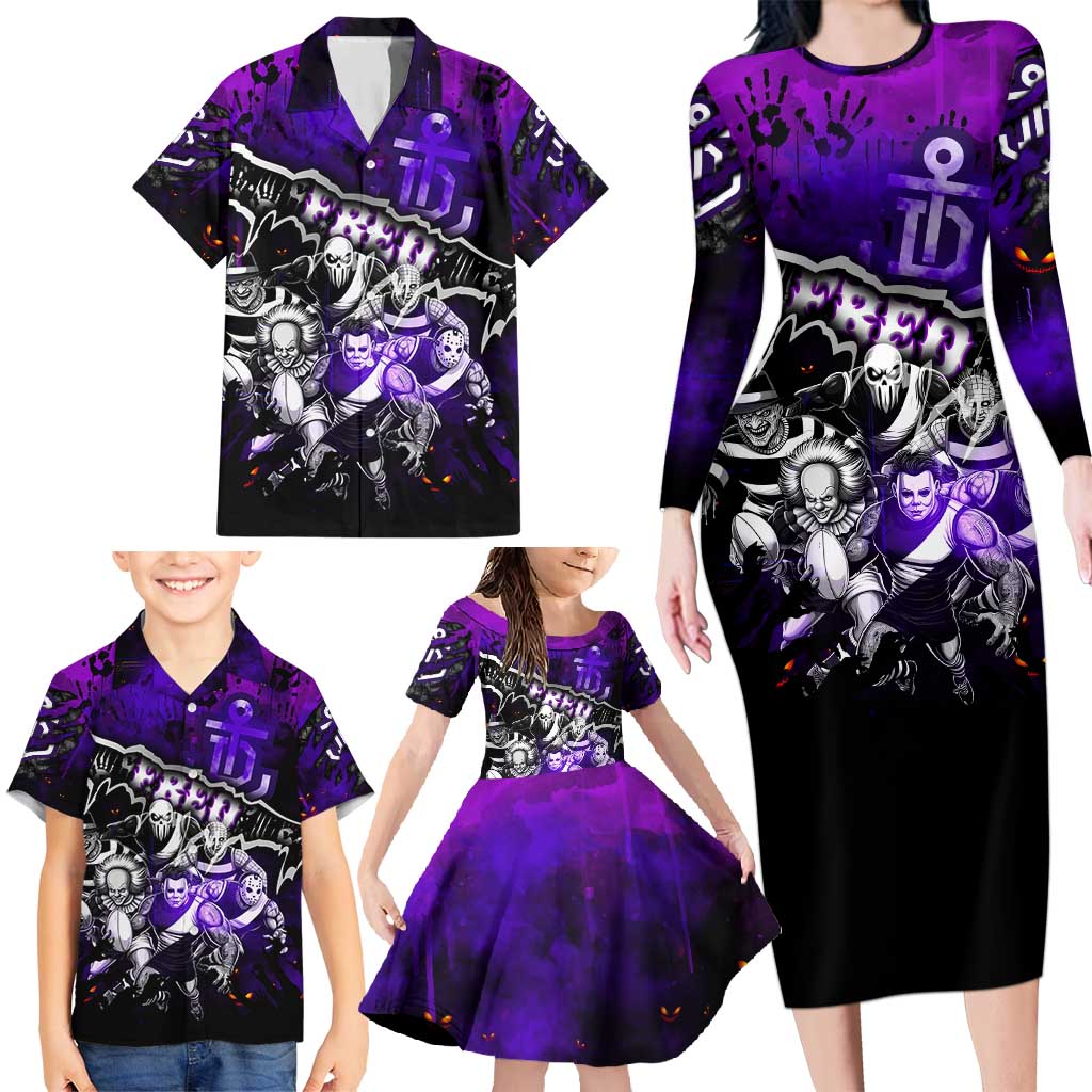 Step Into Horror Domain Freo Football Family Matching Long Sleeve Bodycon Dress and Hawaiian Shirt Halloween Horror Movie Characters - Aussie Hoodie