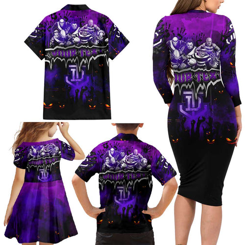 Step Into Horror Domain Freo Football Family Matching Long Sleeve Bodycon Dress and Hawaiian Shirt Halloween Horror Movie Characters - Aussie Hoodie
