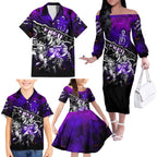 Step Into Horror Domain Freo Football Family Matching Off The Shoulder Long Sleeve Dress and Hawaiian Shirt Halloween Horror Movie Characters - Aussie Hoodie