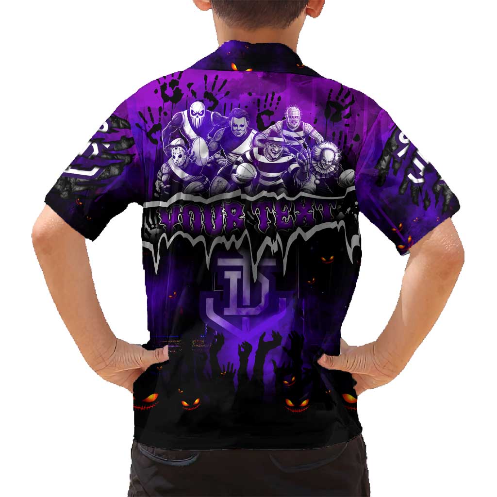 Step Into Horror Domain Freo Football Family Matching Off Shoulder Short Dress and Hawaiian Shirt Halloween Horror Movie Characters - Aussie Hoodie