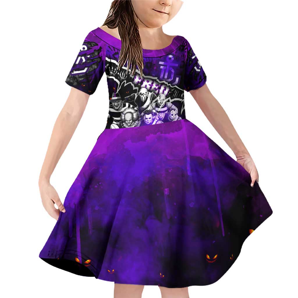 Step Into Horror Domain Freo Football Family Matching Off Shoulder Short Dress and Hawaiian Shirt Halloween Horror Movie Characters - Aussie Hoodie