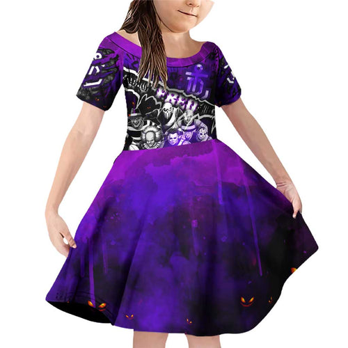 Step Into Horror Domain Freo Football Family Matching Off Shoulder Short Dress and Hawaiian Shirt Halloween Horror Movie Characters - Aussie Hoodie
