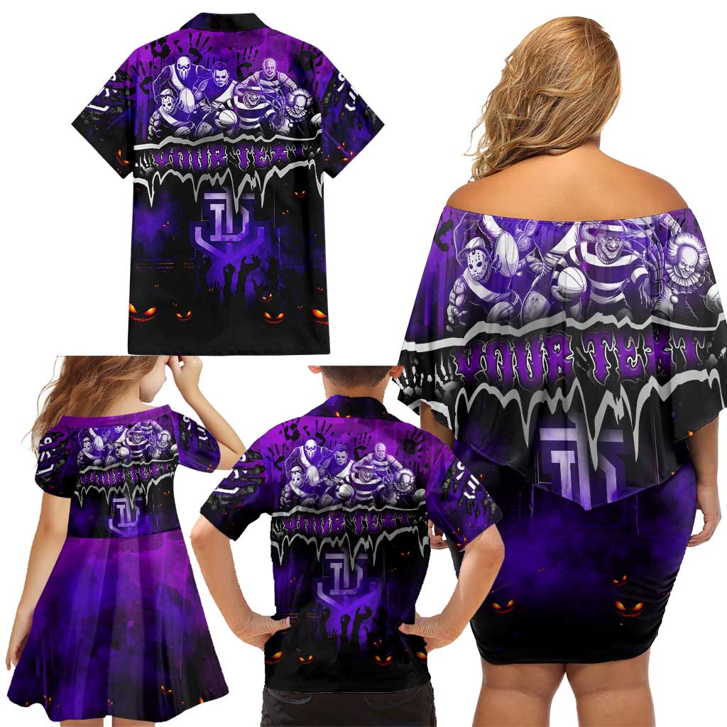Step Into Horror Domain Freo Football Family Matching Off Shoulder Short Dress and Hawaiian Shirt Halloween Horror Movie Characters - Aussie Hoodie