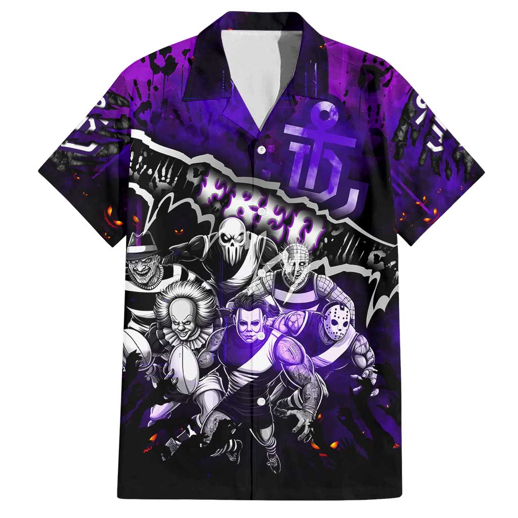 Step Into Horror Domain Freo Football Family Matching Off Shoulder Short Dress and Hawaiian Shirt Halloween Horror Movie Characters - Aussie Hoodie