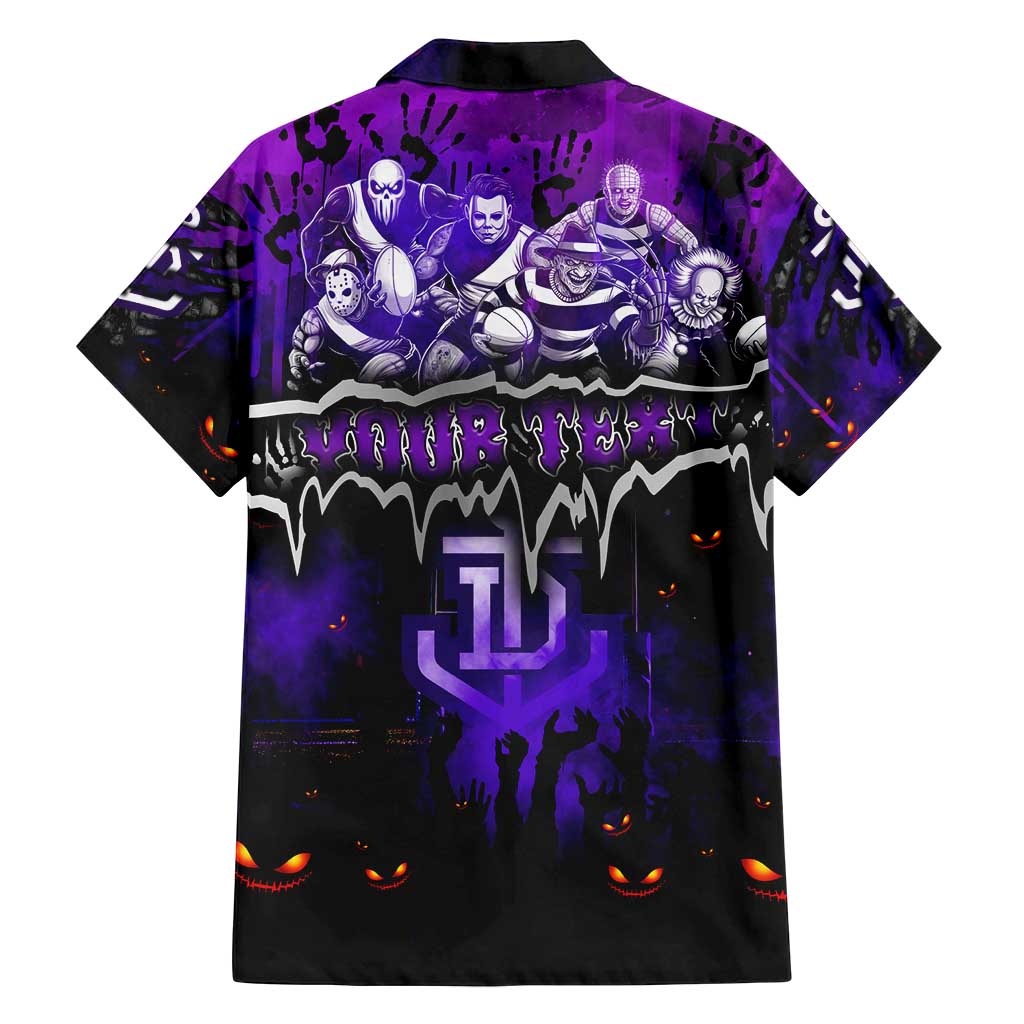 Step Into Horror Domain Freo Football Family Matching Off Shoulder Short Dress and Hawaiian Shirt Halloween Horror Movie Characters - Aussie Hoodie