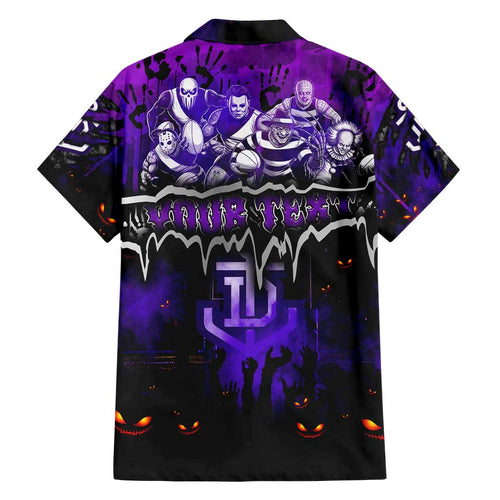 Step Into Horror Domain Freo Football Family Matching Off Shoulder Short Dress and Hawaiian Shirt Halloween Horror Movie Characters - Aussie Hoodie