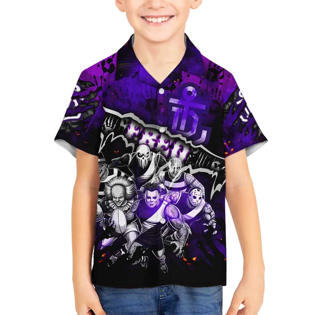 Step Into Horror Domain Freo Football Family Matching Off Shoulder Short Dress and Hawaiian Shirt Halloween Horror Movie Characters - Aussie Hoodie