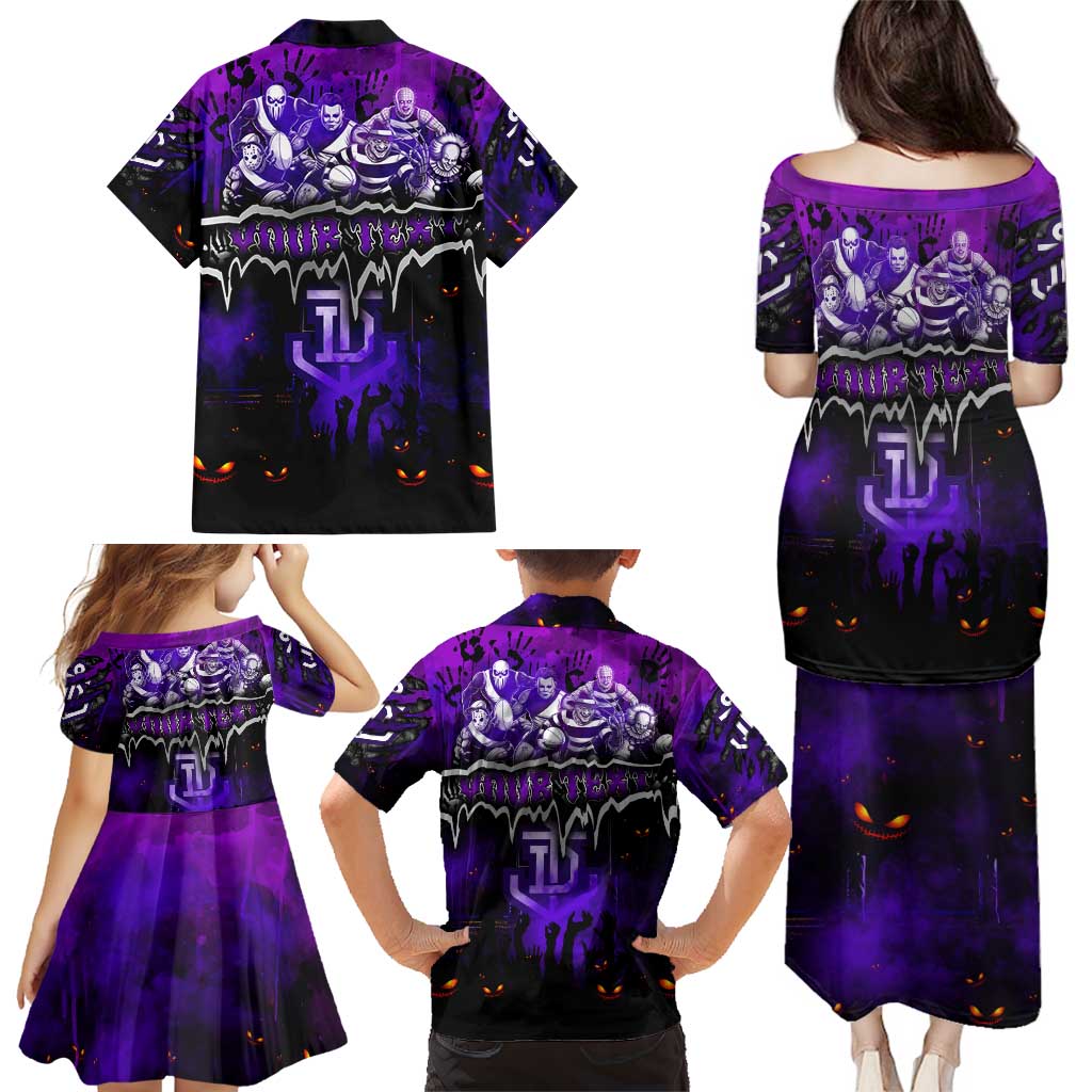 Step Into Horror Domain Freo Football Family Matching Puletasi and Hawaiian Shirt Halloween Horror Movie Characters - Aussie Hoodie
