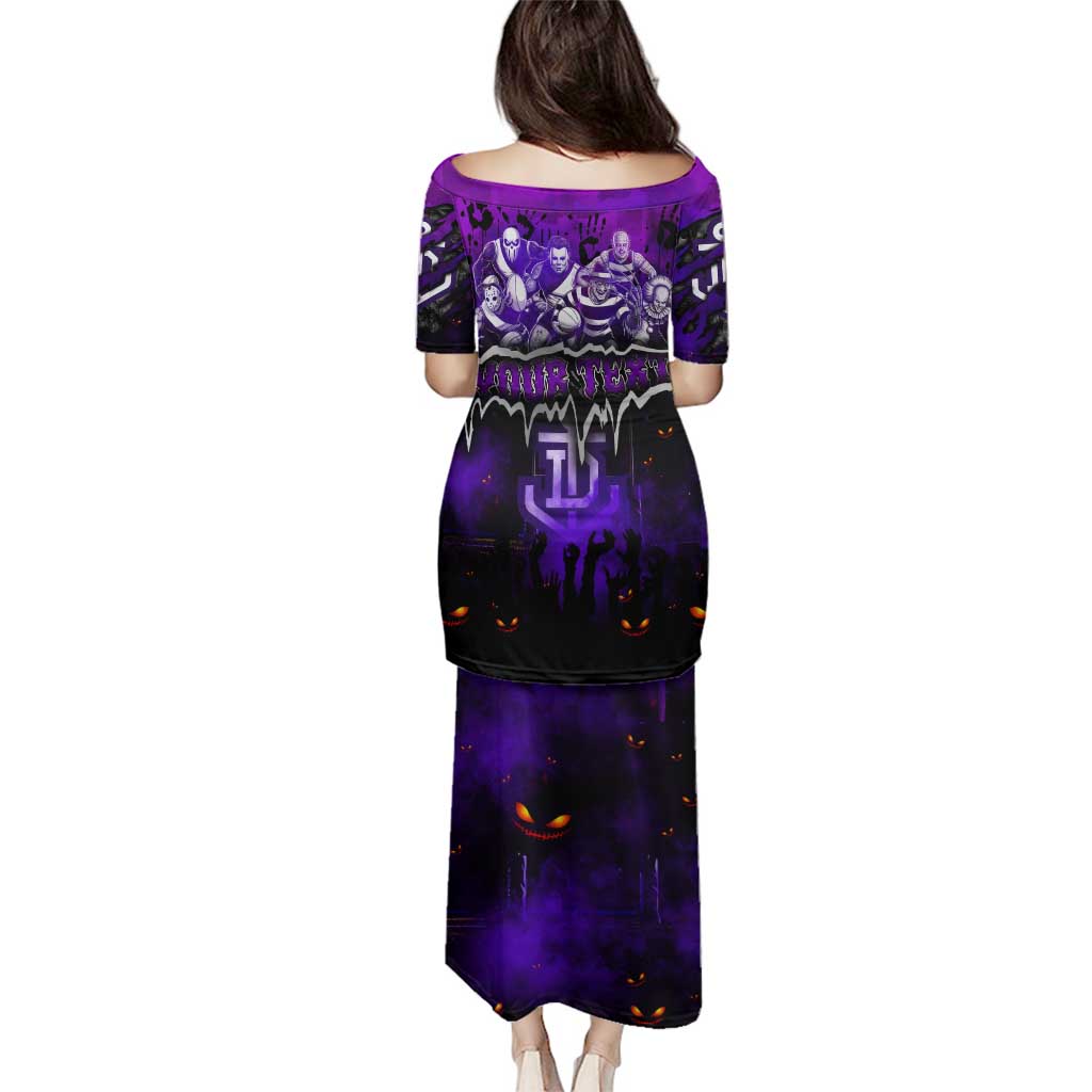 Step Into Horror Domain Freo Football Family Matching Puletasi and Hawaiian Shirt Halloween Horror Movie Characters - Aussie Hoodie