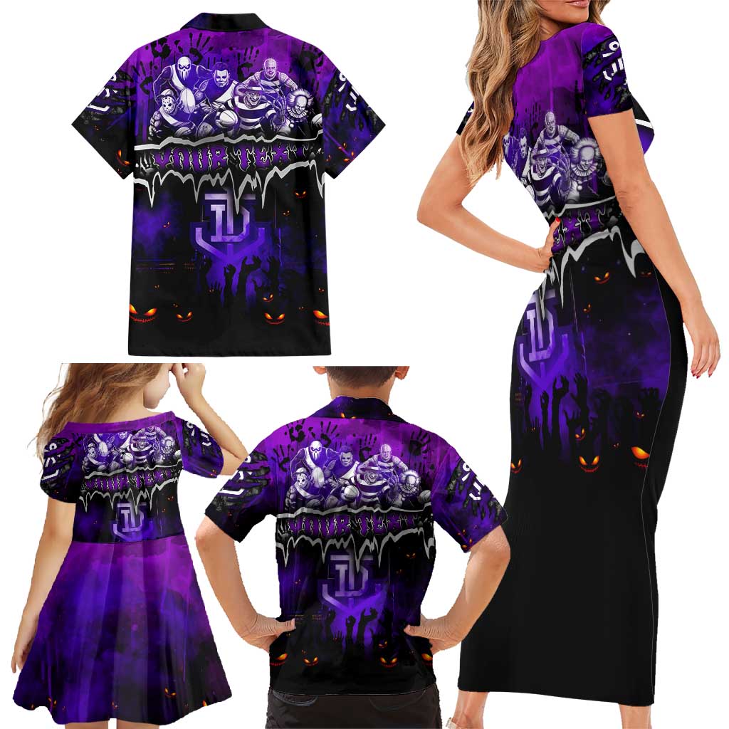 Step Into Horror Domain Freo Football Family Matching Short Sleeve Bodycon Dress and Hawaiian Shirt Halloween Horror Movie Characters - Aussie Hoodie