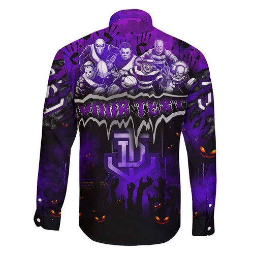 Step Into Horror Domain Freo Football Family Matching Short Sleeve Bodycon Dress and Hawaiian Shirt Halloween Horror Movie Characters - Aussie Hoodie