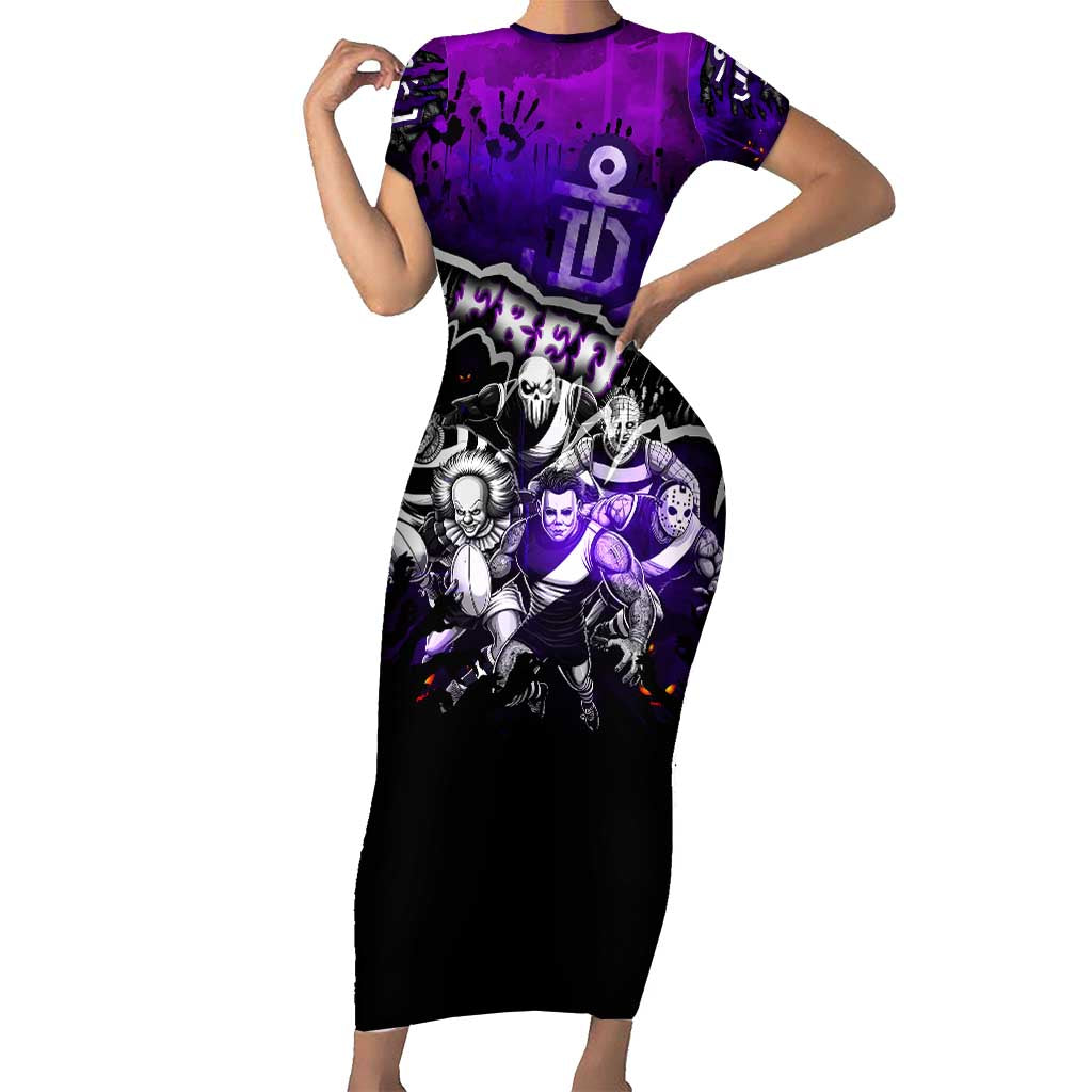 Step Into Horror Domain Freo Football Family Matching Short Sleeve Bodycon Dress and Hawaiian Shirt Halloween Horror Movie Characters - Aussie Hoodie