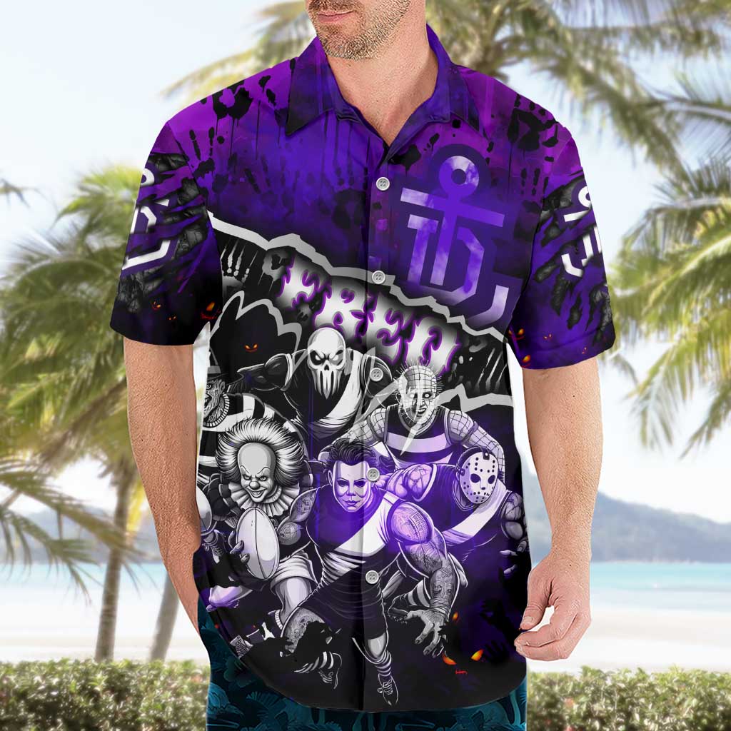 Step Into Horror Domain Freo Football Hawaiian Shirt Halloween Horror Movie Characters - Aussie Hoodie