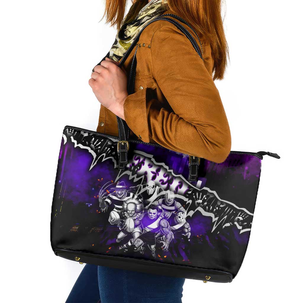 Step Into Horror Domain Freo Football Leather Tote Bag Halloween Horror Movie Characters - Aussie Hoodie
