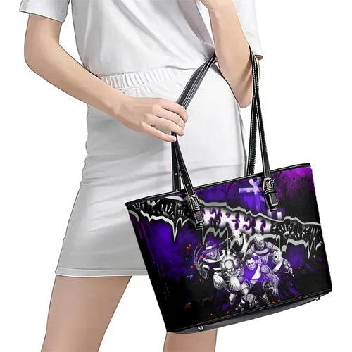 Step Into Horror Domain Freo Football Leather Tote Bag Halloween Horror Movie Characters - Aussie Hoodie