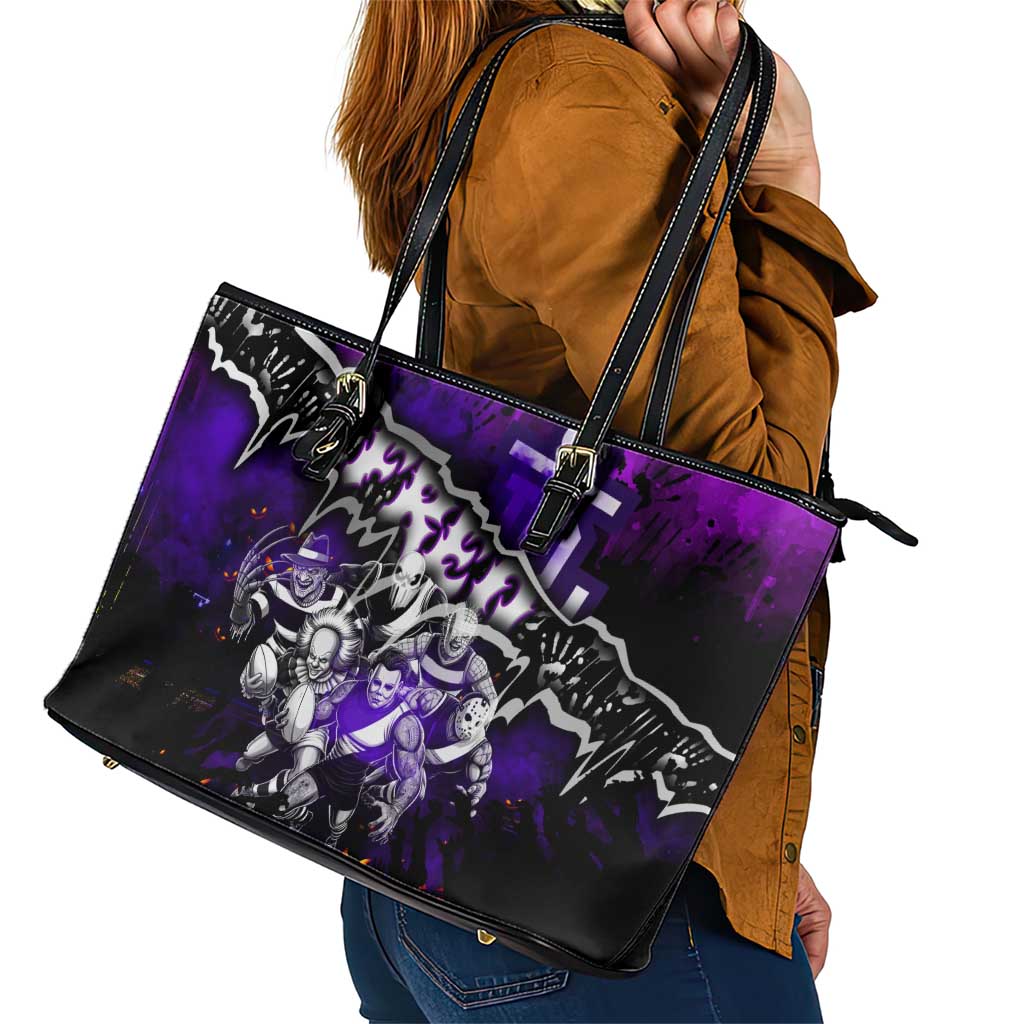 Step Into Horror Domain Freo Football Leather Tote Bag Halloween Horror Movie Characters - Aussie Hoodie
