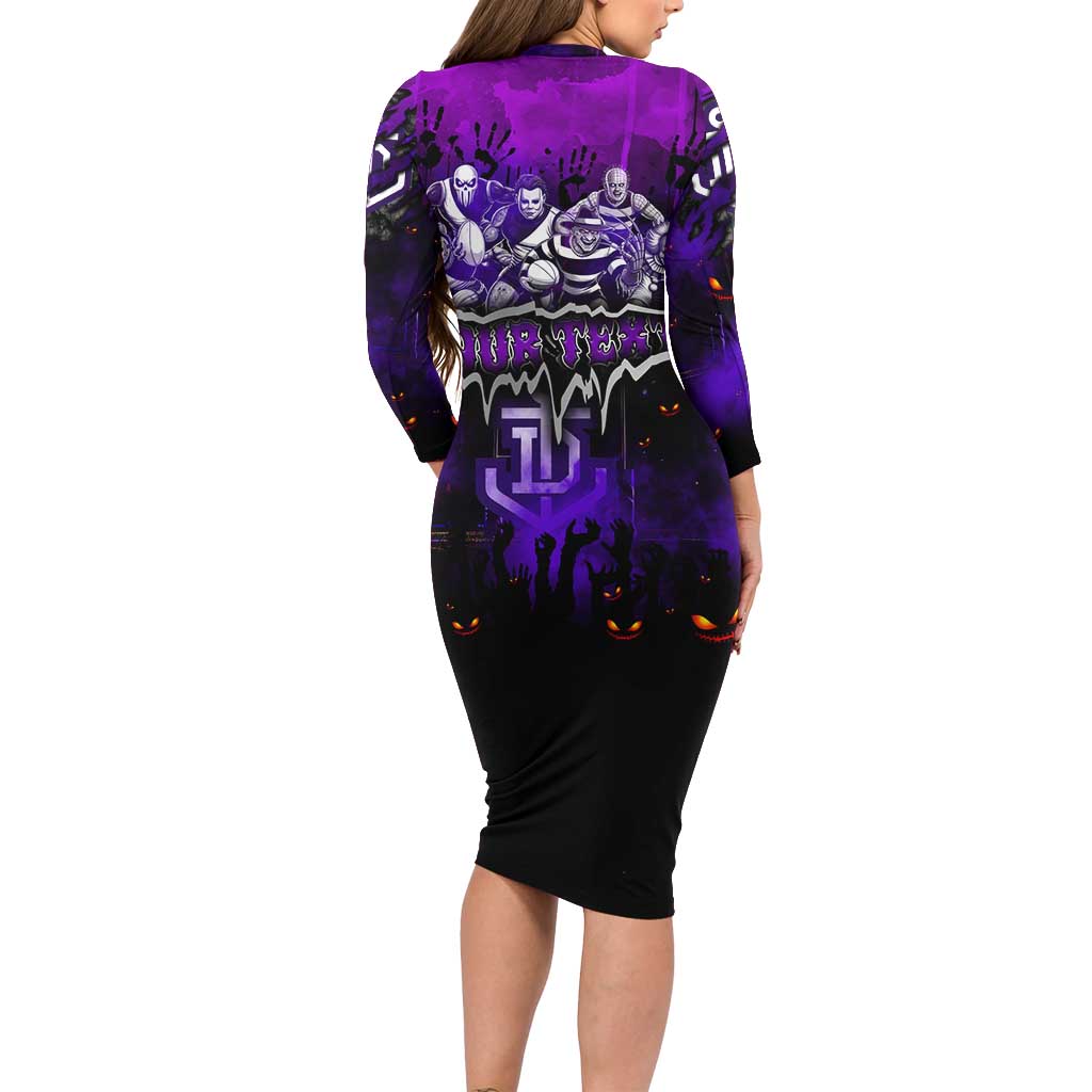 Step Into Horror Domain Freo Football Long Sleeve Bodycon Dress Halloween Horror Movie Characters - Aussie Hoodie