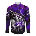 Step Into Horror Domain Freo Football Long Sleeve Button Shirt Halloween Horror Movie Characters - Aussie Hoodie