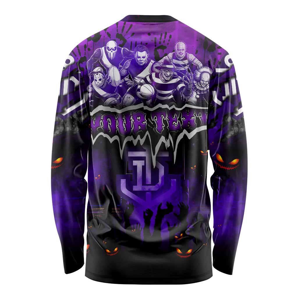 Step Into Horror Domain Freo Football Long Sleeve Shirt Halloween Horror Movie Characters - Aussie Hoodie