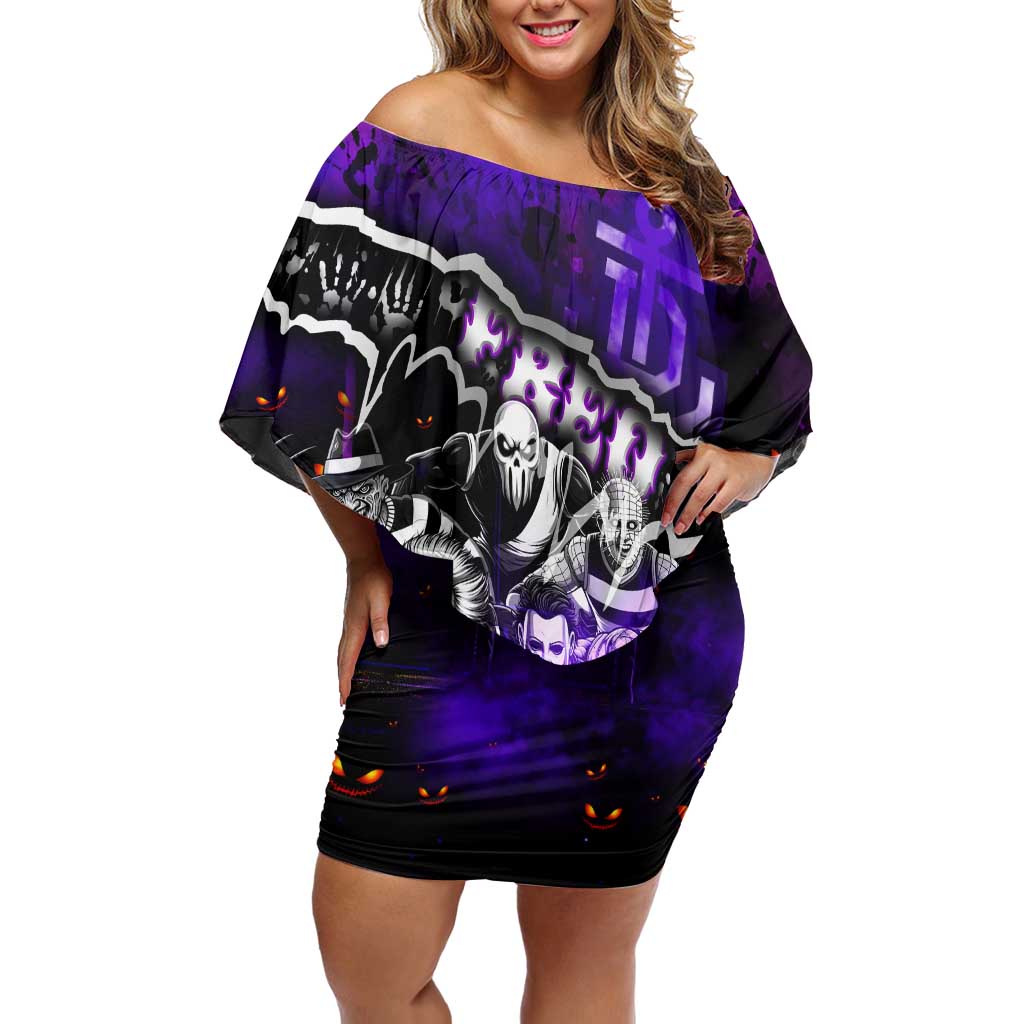 Step Into Horror Domain Freo Football Off Shoulder Short Dress Halloween Horror Movie Characters - Aussie Hoodie