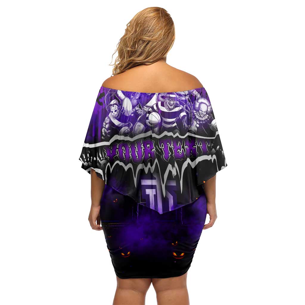 Step Into Horror Domain Freo Football Off Shoulder Short Dress Halloween Horror Movie Characters - Aussie Hoodie