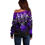 Step Into Horror Domain Freo Football Off Shoulder Sweater Halloween Horror Movie Characters - Aussie Hoodie