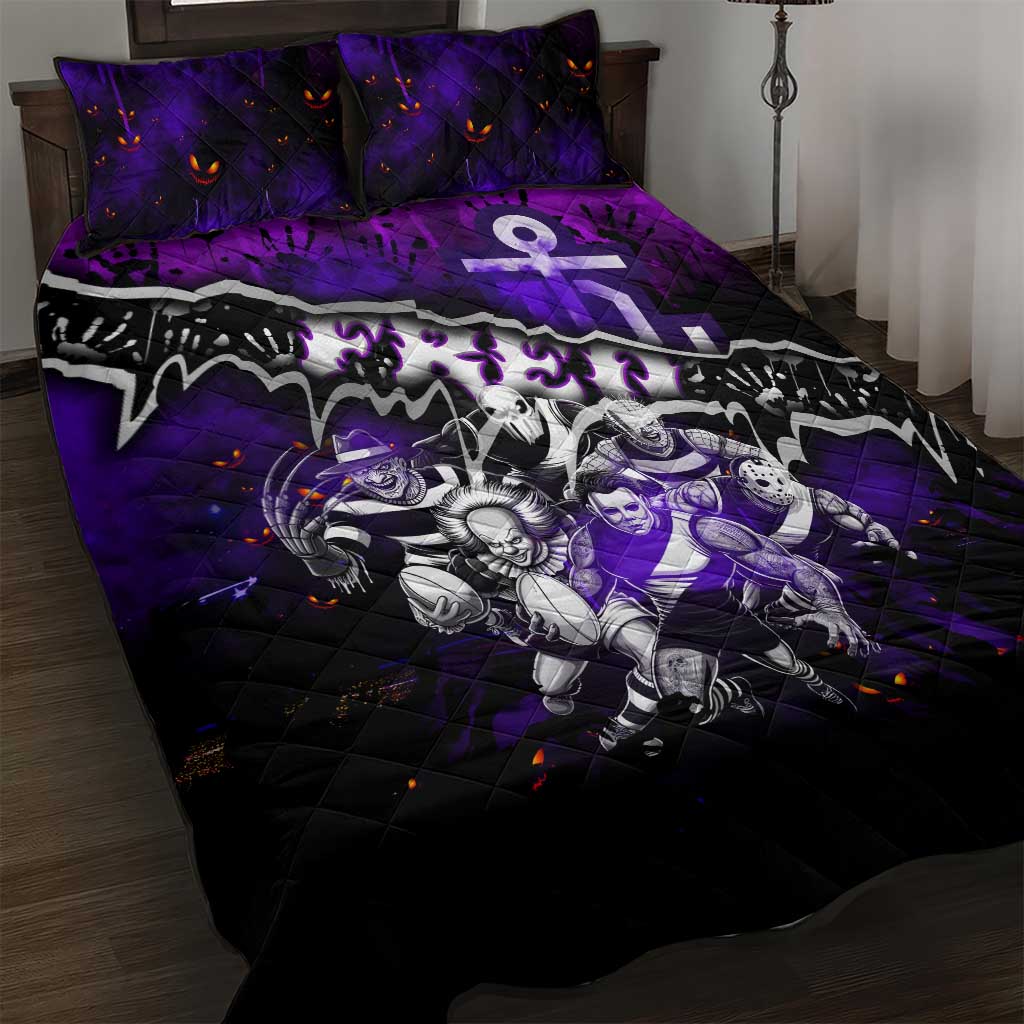 Step Into Horror Domain Freo Football Quilt Bed Set Halloween Horror Movie Characters - Aussie Hoodie