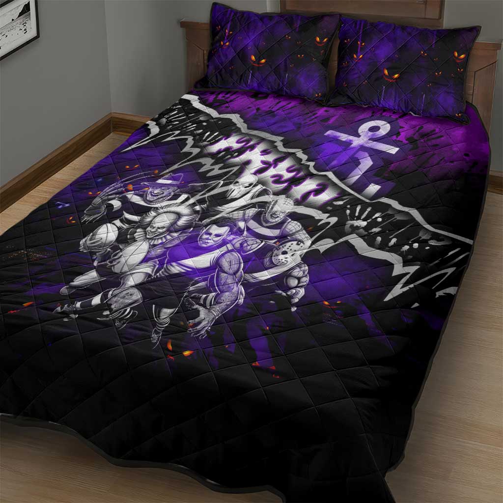 Step Into Horror Domain Freo Football Quilt Bed Set Halloween Horror Movie Characters - Aussie Hoodie