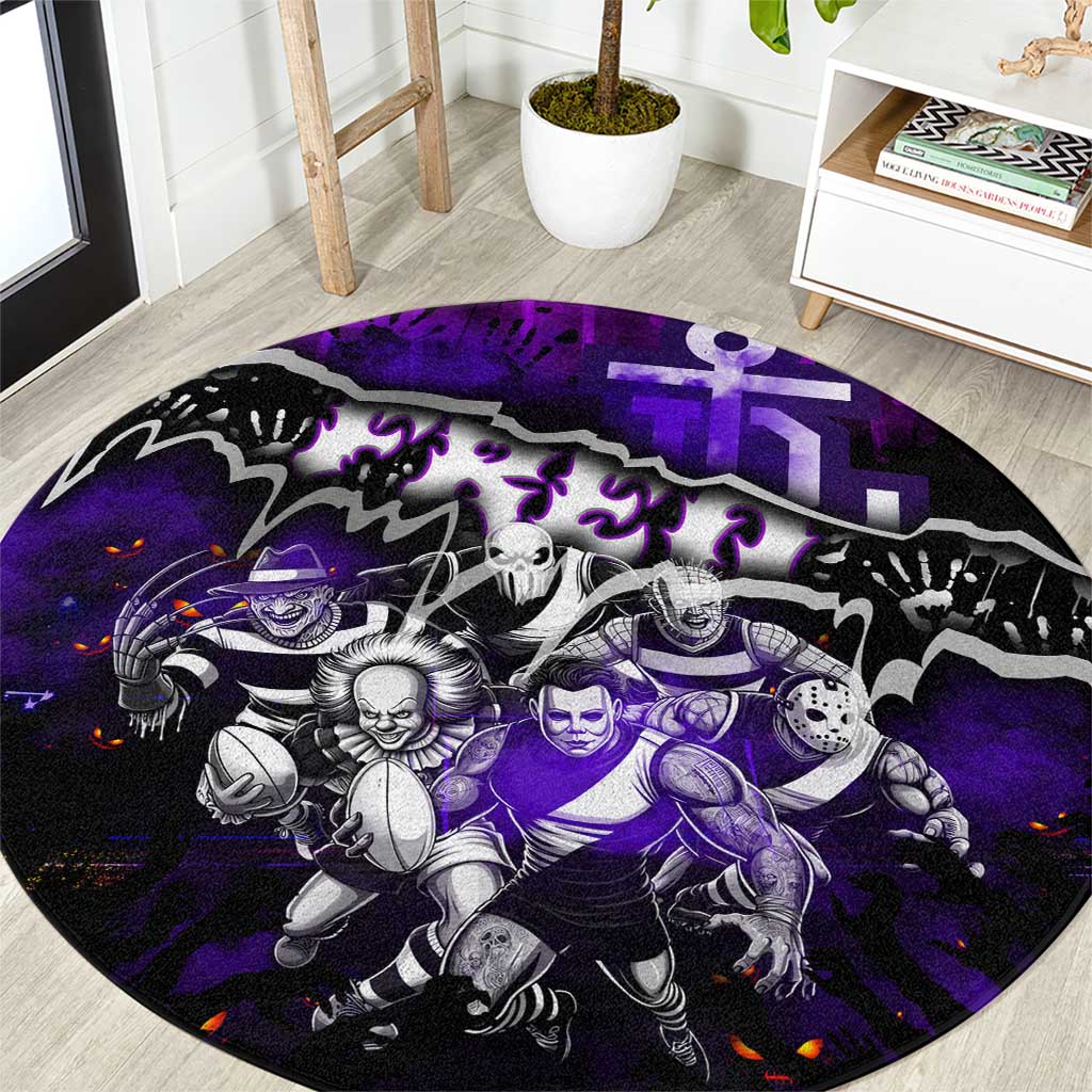 Step Into Horror Domain Freo Football Round Carpet Halloween Horror Movie Characters - Aussie Hoodie