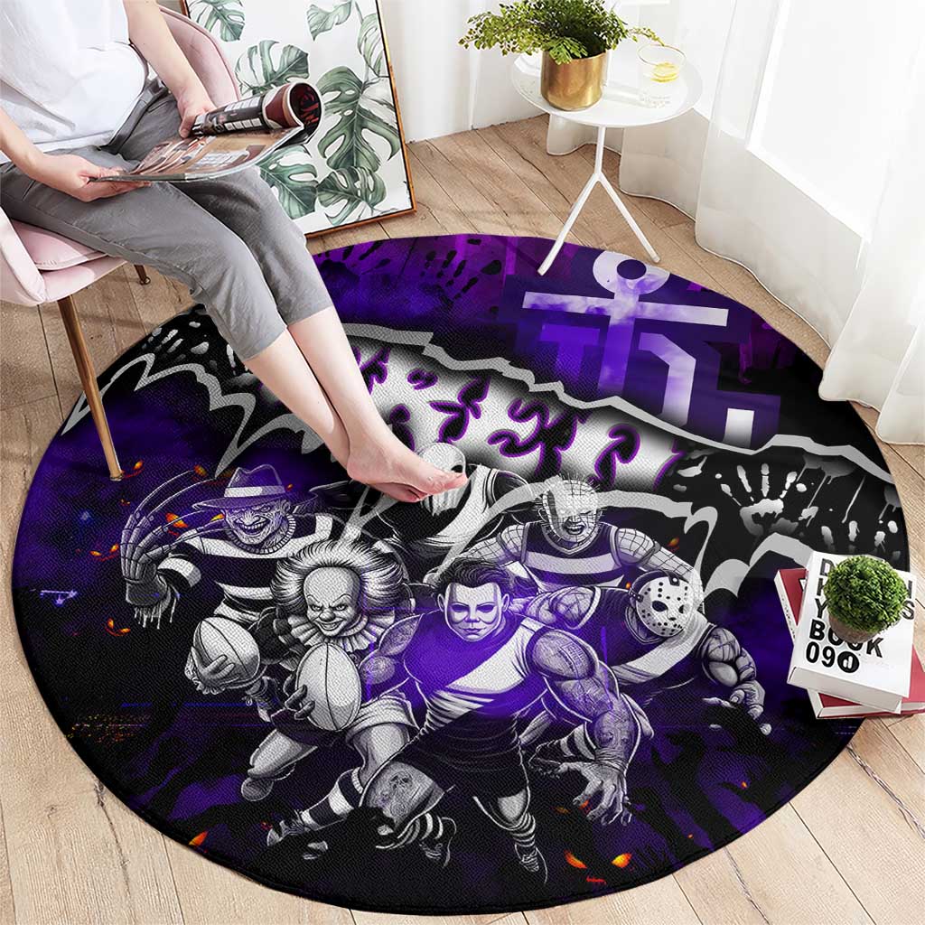 Step Into Horror Domain Freo Football Round Carpet Halloween Horror Movie Characters - Aussie Hoodie