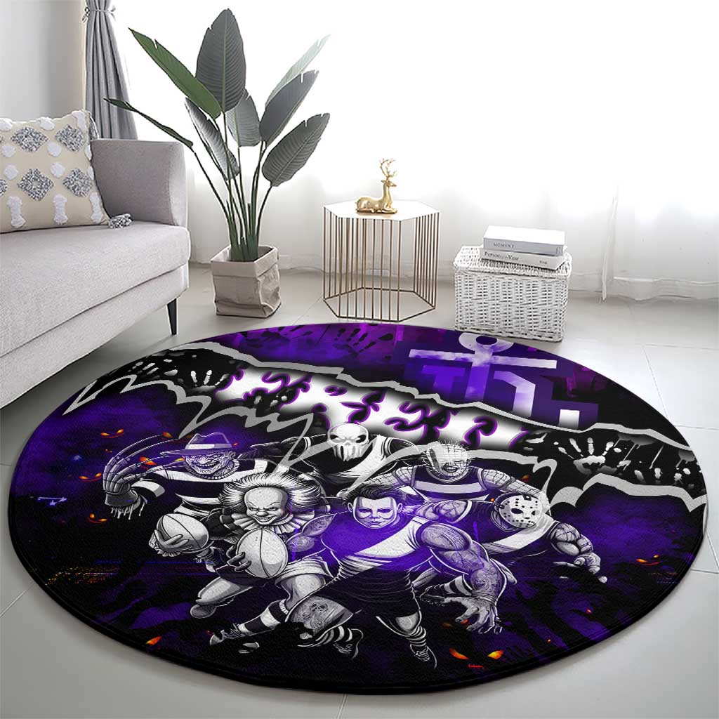 Step Into Horror Domain Freo Football Round Carpet Halloween Horror Movie Characters - Aussie Hoodie