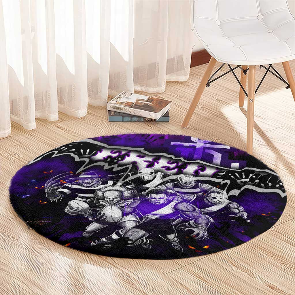 Step Into Horror Domain Freo Football Round Carpet Halloween Horror Movie Characters - Aussie Hoodie