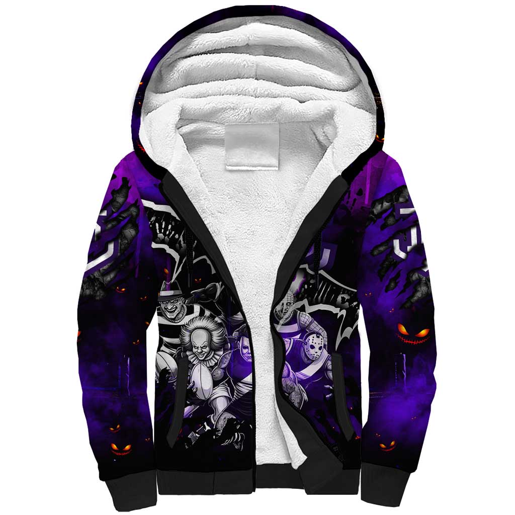 Step Into Horror Domain Freo Football Sherpa Hoodie Halloween Horror Movie Characters - Aussie Hoodie