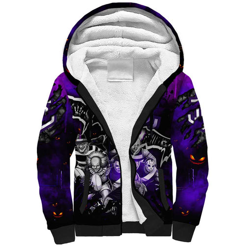 Step Into Horror Domain Freo Football Sherpa Hoodie Halloween Horror Movie Characters - Aussie Hoodie