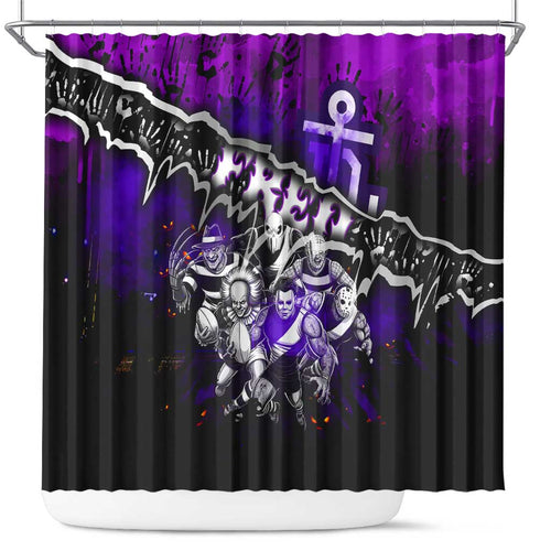 Step Into Horror Domain Freo Football Shower Curtain Halloween Horror Movie Characters - Aussie Hoodie