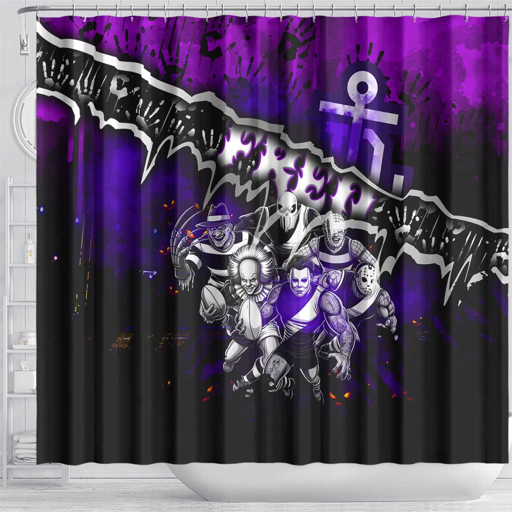 Step Into Horror Domain Freo Football Shower Curtain Halloween Horror Movie Characters - Aussie Hoodie