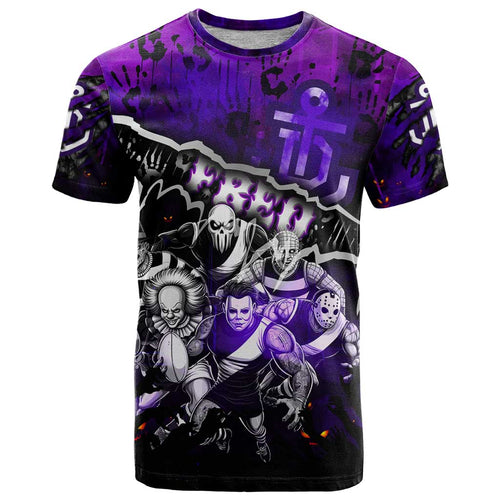 Step Into Horror Domain Freo Football T Shirt Halloween Horror Movie Characters - Aussie Hoodie