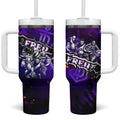 Step Into Horror Domain Freo Football Tumbler With Handle Halloween Horror Movie Characters - Aussie Hoodie