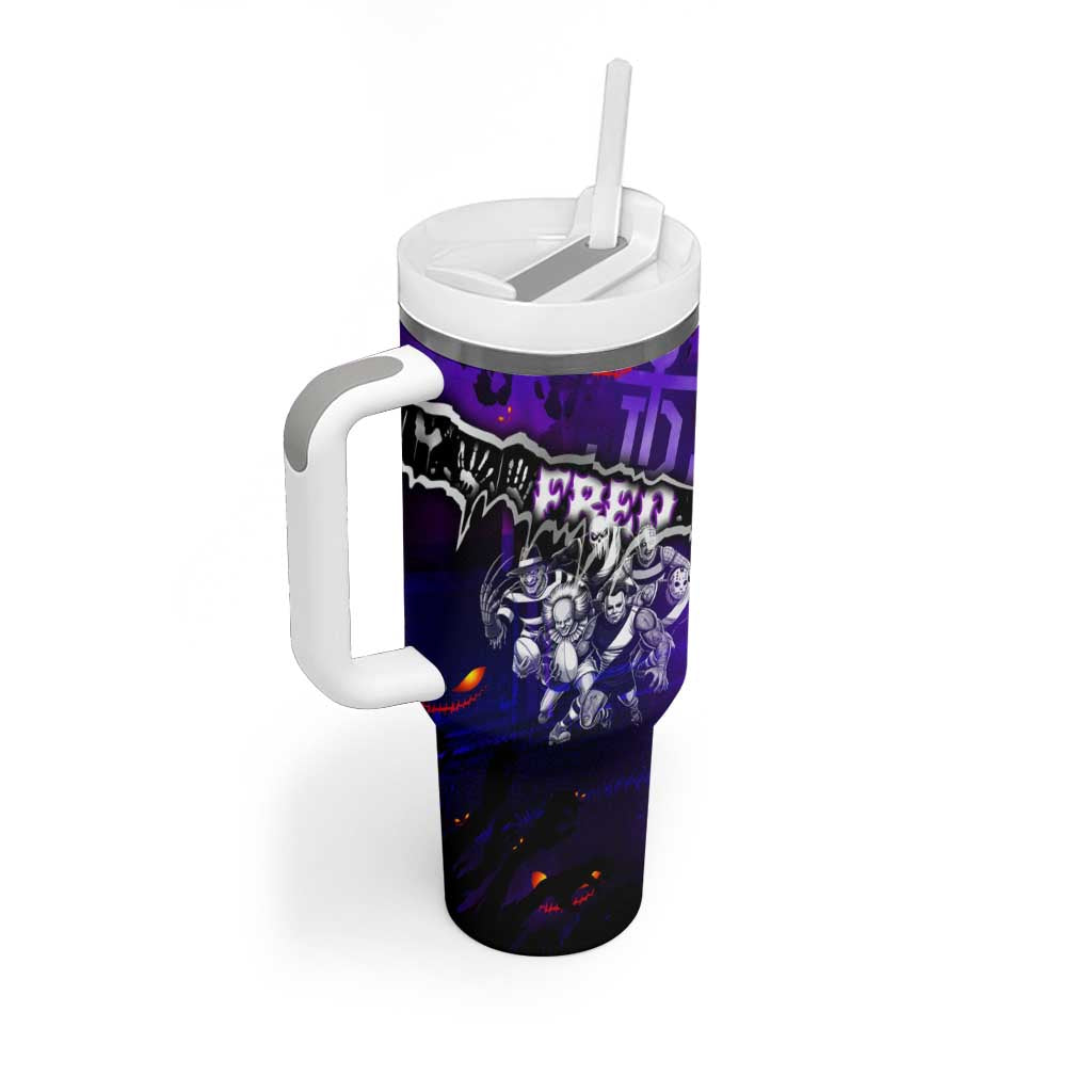 Step Into Horror Domain Freo Football Tumbler With Handle Halloween Horror Movie Characters - Aussie Hoodie