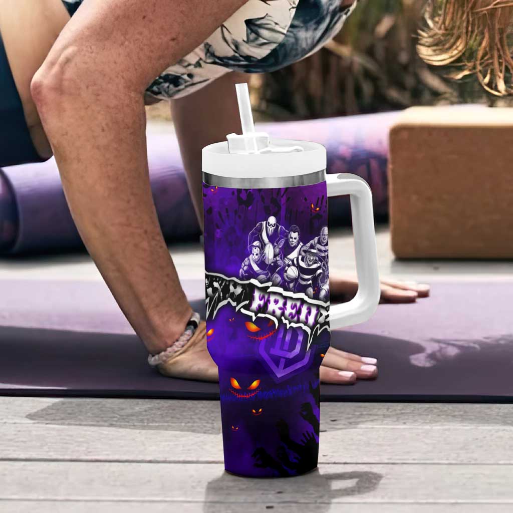 Step Into Horror Domain Freo Football Tumbler With Handle Halloween Horror Movie Characters - Aussie Hoodie