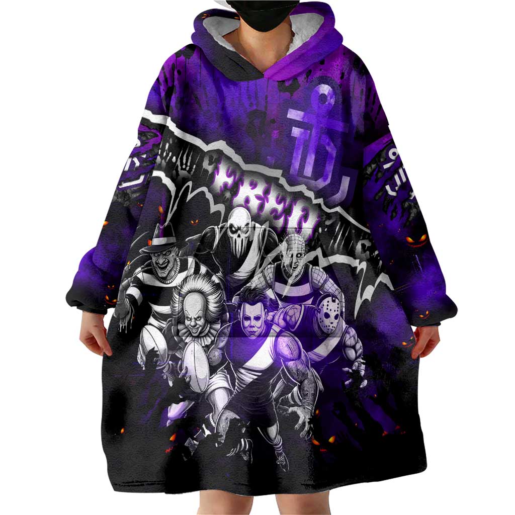 Step Into Horror Domain Freo Football Wearable Blanket Hoodie Halloween Horror Movie Characters - Aussie Hoodie