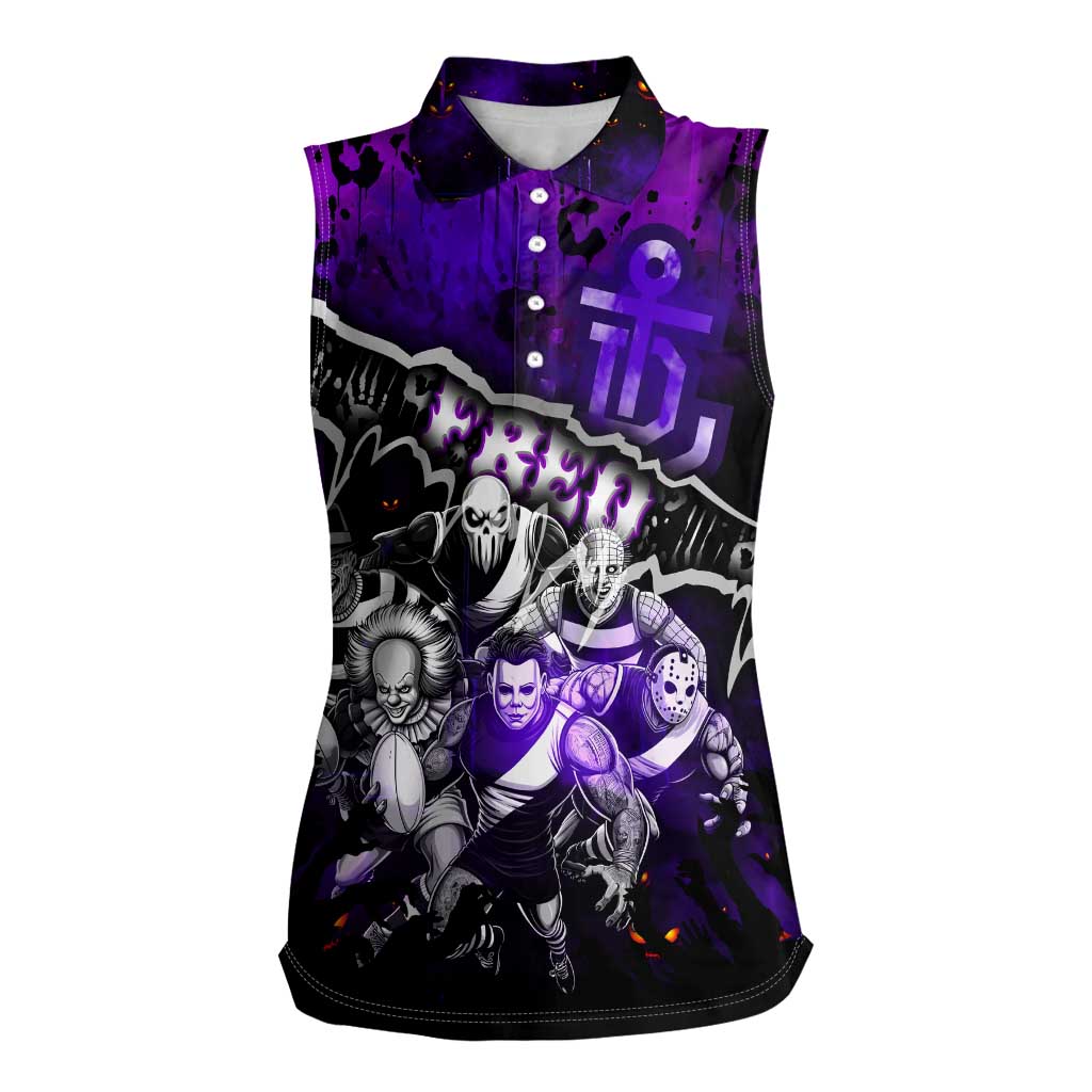 Step Into Horror Domain Freo Football Women Sleeveless Polo Shirt Halloween Horror Movie Characters - Aussie Hoodie