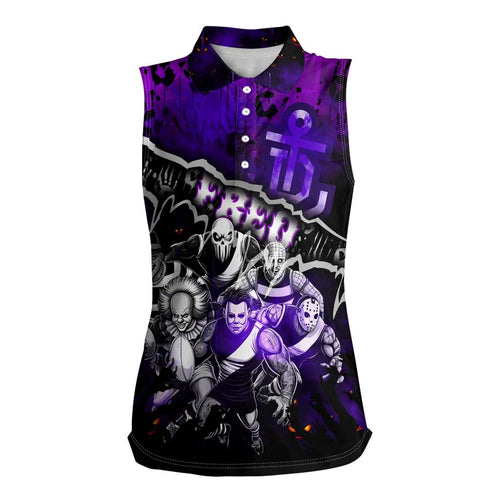 Step Into Horror Domain Freo Football Women Sleeveless Polo Shirt Halloween Horror Movie Characters - Aussie Hoodie