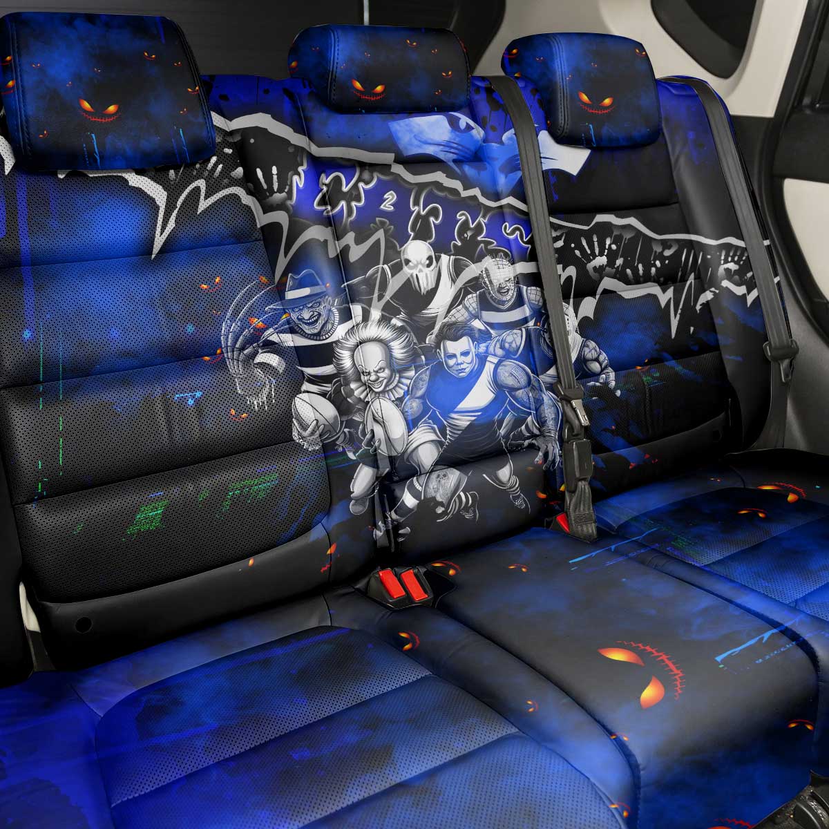 Step Into Horror Domain Cats Football Back Car Seat Cover Halloween Horror Movie Characters - Aussie Hoodie