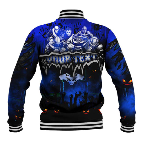 Step Into Horror Domain Cats Football Baseball Jacket Halloween Horror Movie Characters - Aussie Hoodie