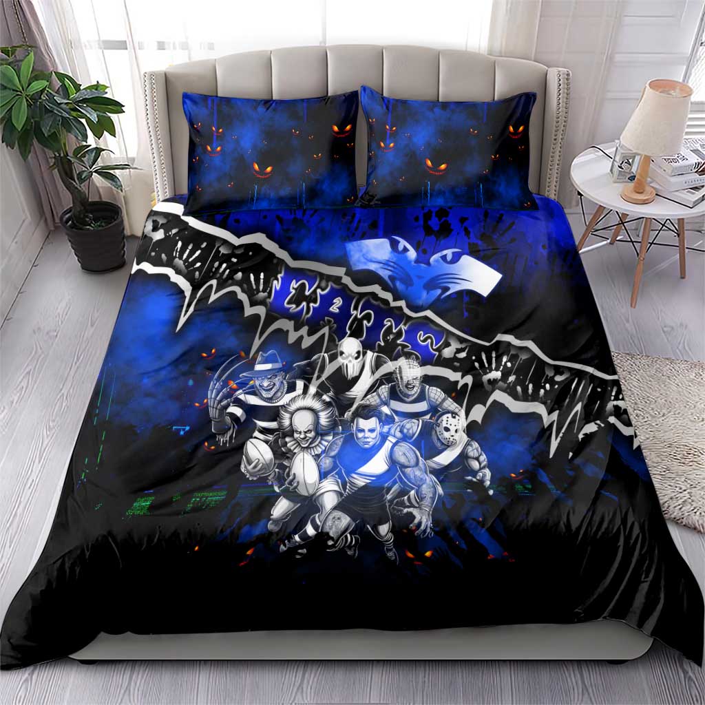 Step Into Horror Domain Cats Football Bedding Set Halloween Horror Movie Characters - Aussie Hoodie